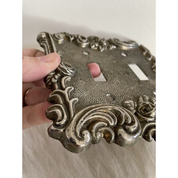 Vintage Brass Double Light Switch Cover Ornate 1967 American Tack Hardware 60TT - Picture 2 of 8
